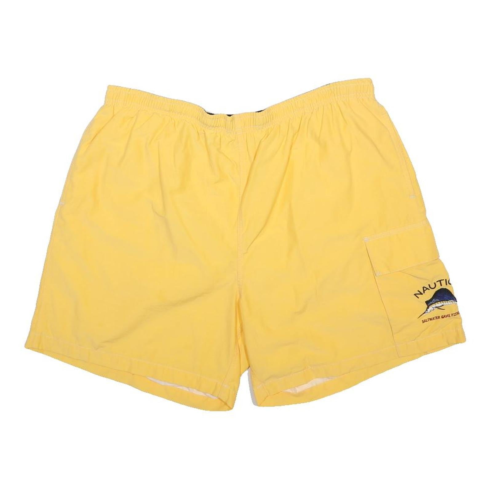 NAUTICA Mens Shorts Yellow Cotton Casual Cargo XL W34 Nautical Embroidered