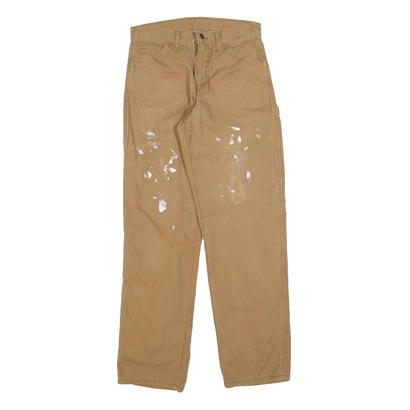DICKIES Mens Jeans Beige Relaxed Straight Cotton W28 L32 Workwear Zip Pockets