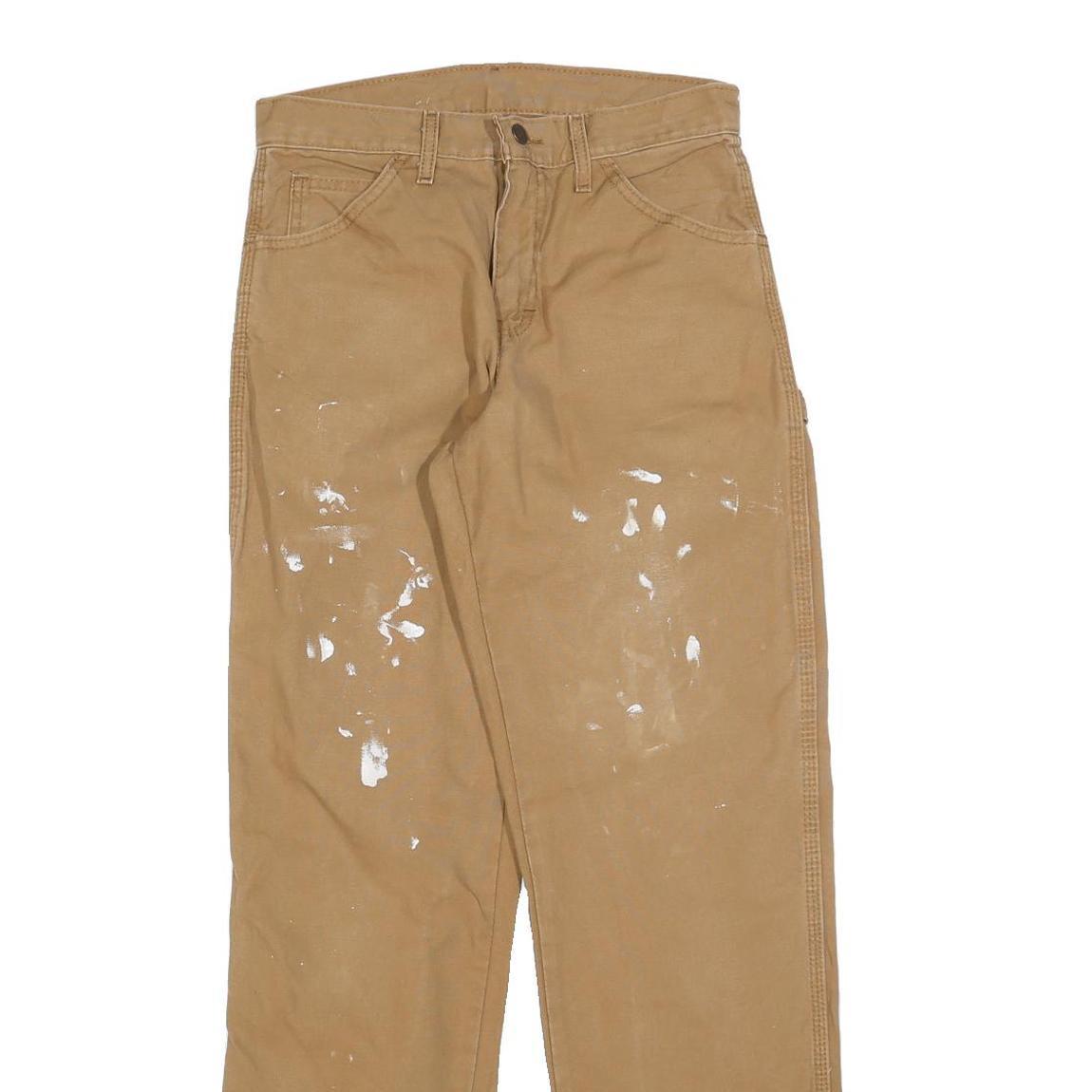 DICKIES Mens Jeans Beige Relaxed Straight Cotton W28 L32 Workwear Zip Pockets