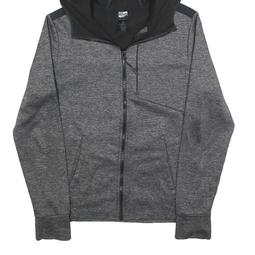 CHAMPION Mens Grey & Black Full Zip Hoodie S Polyester Blend Athletic Jacket