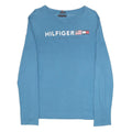 TOMMY HILFIGER Mens Blue Long Sleeve Crew Neck T-Shirt S Hilfiger Print Cotton
