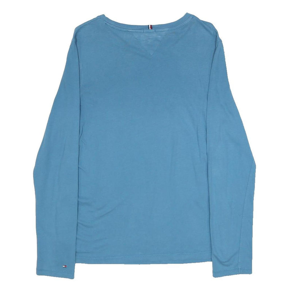 TOMMY HILFIGER Mens Blue Long Sleeve Crew Neck T-Shirt S Hilfiger Print Cotton