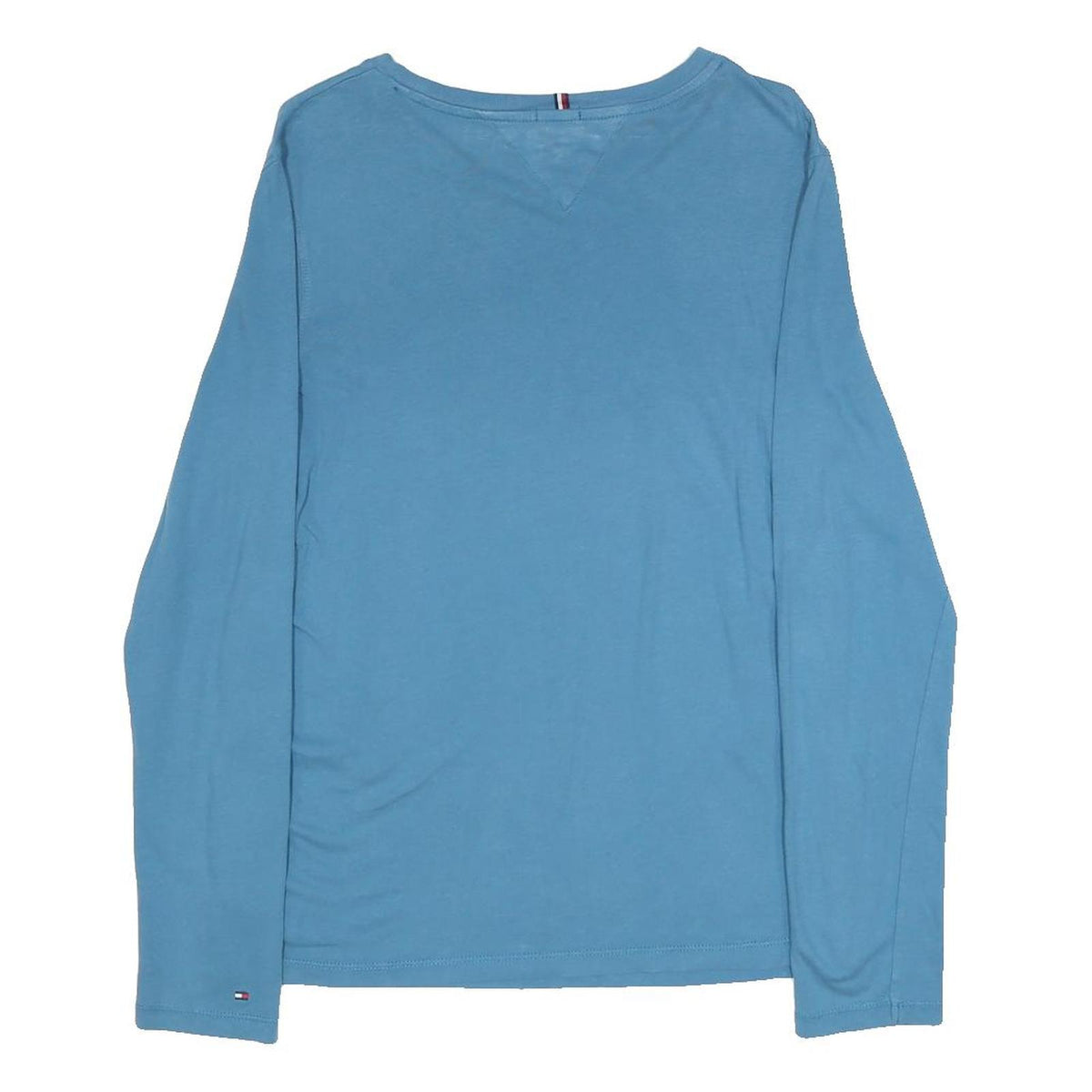 TOMMY HILFIGER Mens Blue Long Sleeve Crew Neck T-Shirt S Hilfiger Print Cotton