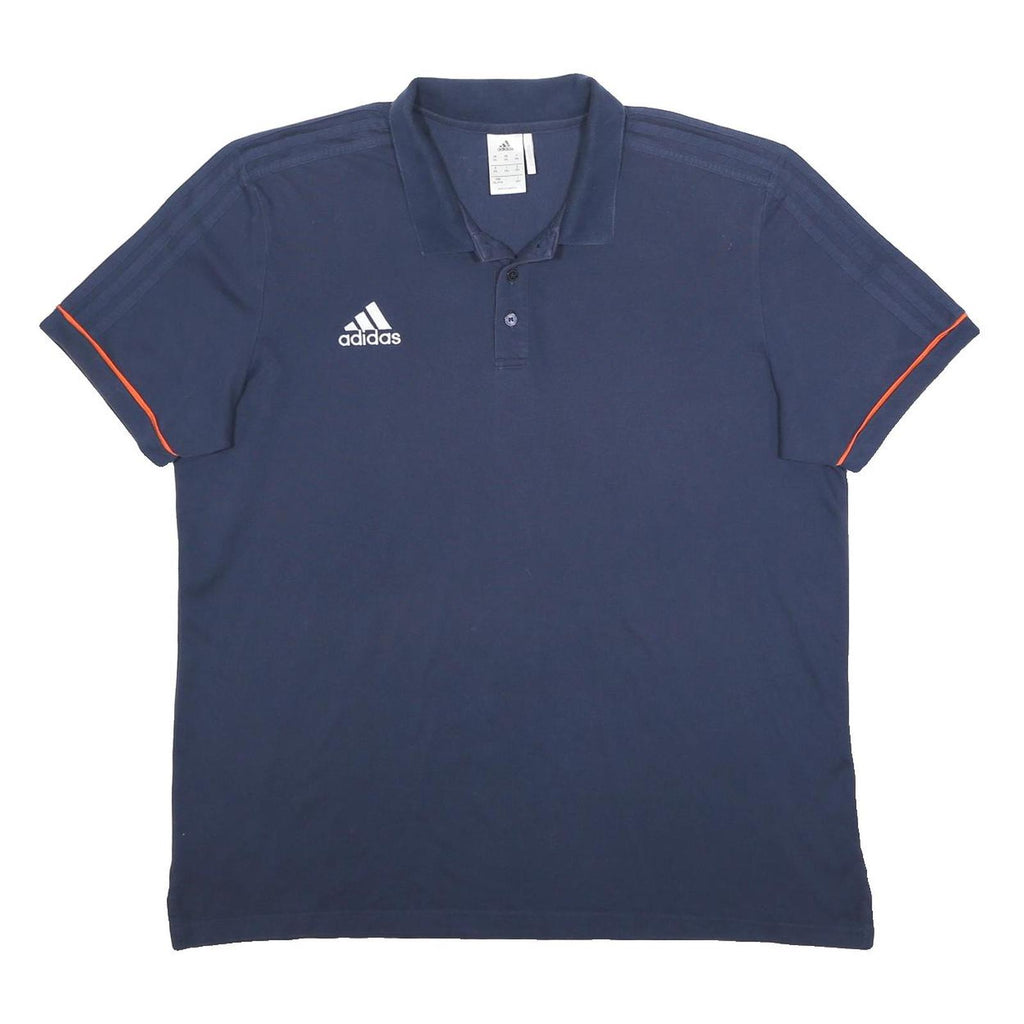 ADIDAS Mens Blue & Orange Short Sleeve Plain 2XL Polo Shirt Cotton Blend