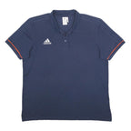 ADIDAS Mens Blue & Orange Short Sleeve Plain 2XL Polo Shirt Cotton Blend