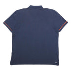ADIDAS Mens Blue & Orange Short Sleeve Plain 2XL Polo Shirt Cotton Blend