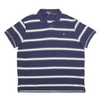 POLO RALPH LAUREN Mens Blue & White Striped Short Sleeve Polo Shirt 2XL Cotton