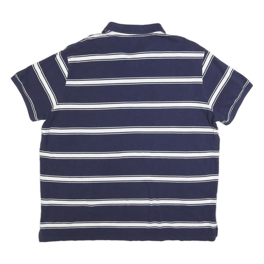 POLO RALPH LAUREN Mens Blue & White Striped Short Sleeve Polo Shirt 2XL Cotton