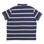 POLO RALPH LAUREN Mens Blue & White Striped Short Sleeve Polo Shirt 2XL Cotton