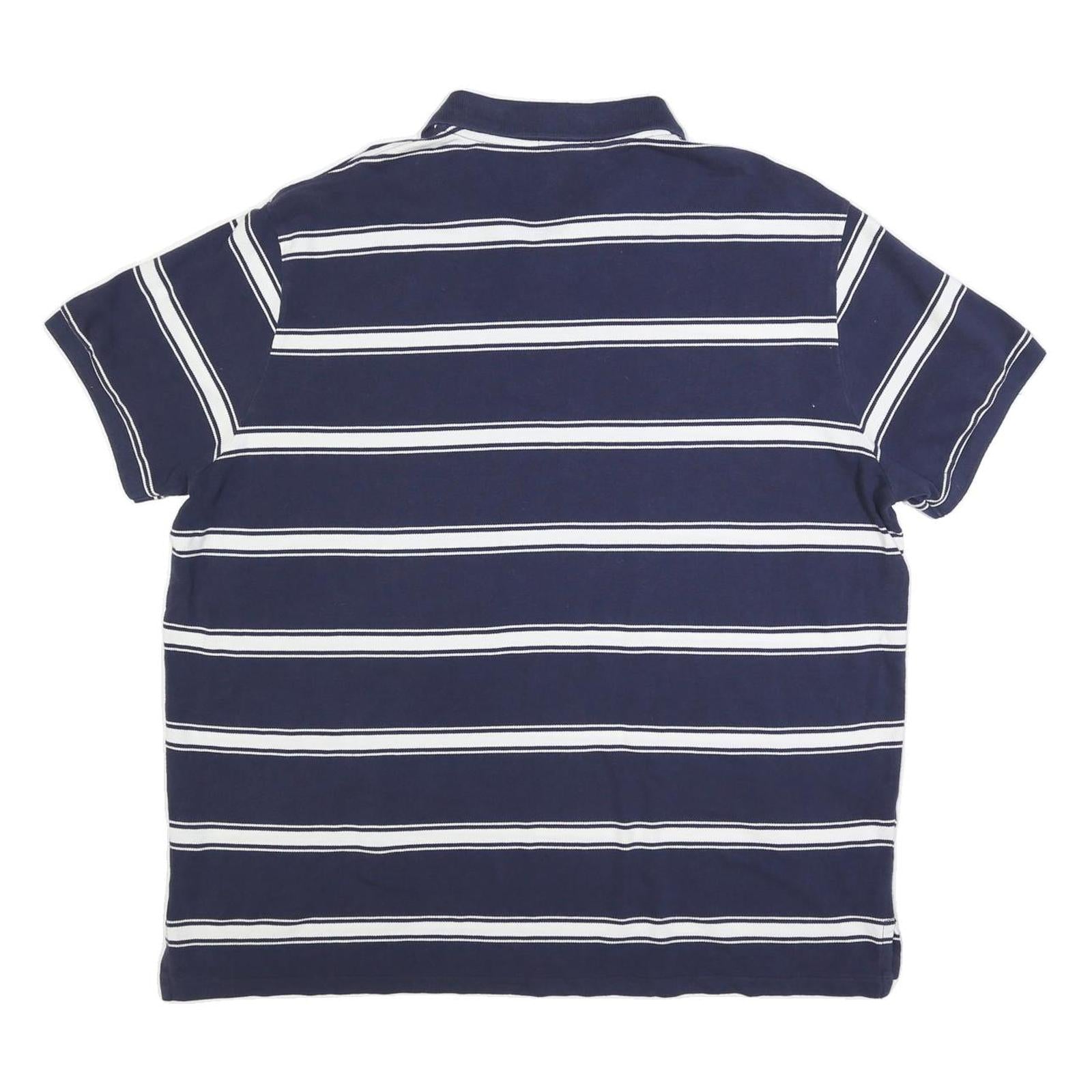 POLO RALPH LAUREN Mens Blue & White Striped Short Sleeve Polo Shirt 2XL Cotton