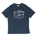LEE COOPER Mens Blue Graphic T-Shirt L Short Sleeve Crew Neck Cotton Blend