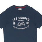 LEE COOPER Mens Blue Graphic T-Shirt L Short Sleeve Crew Neck Cotton Blend