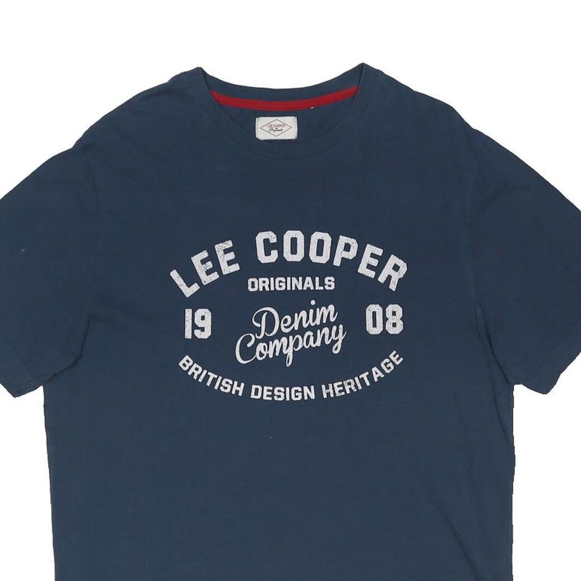 LEE COOPER Mens Blue Graphic T-Shirt L Short Sleeve Crew Neck Cotton Blend