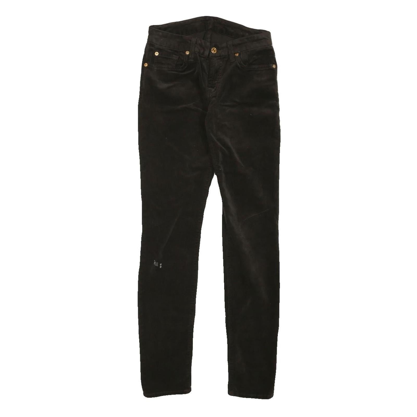 7 FOR ALL MANKIND Womens Black Cotton Blend Regular Skinny Trousers W26 L29