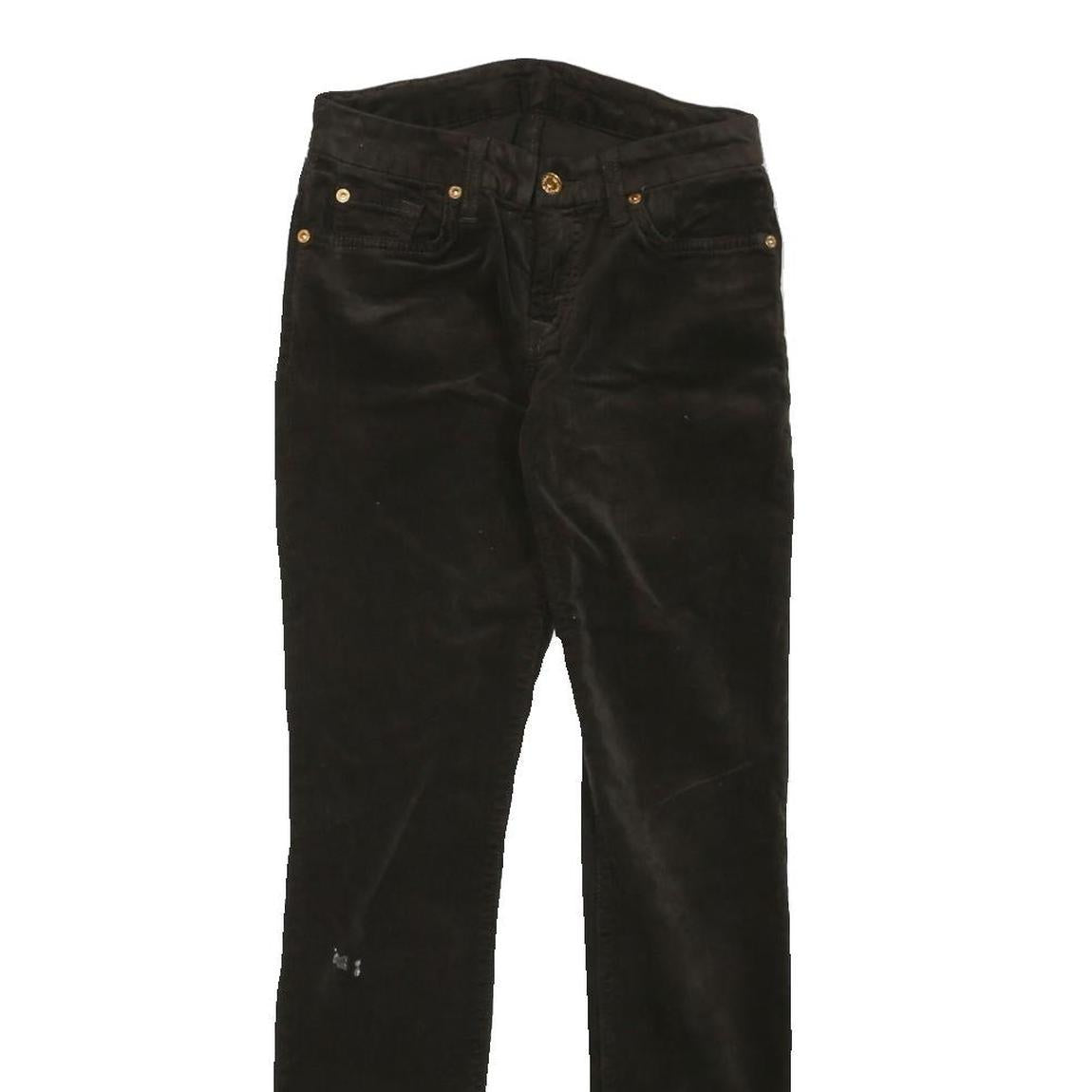7 FOR ALL MANKIND Womens Black Cotton Blend Regular Skinny Trousers W26 L29