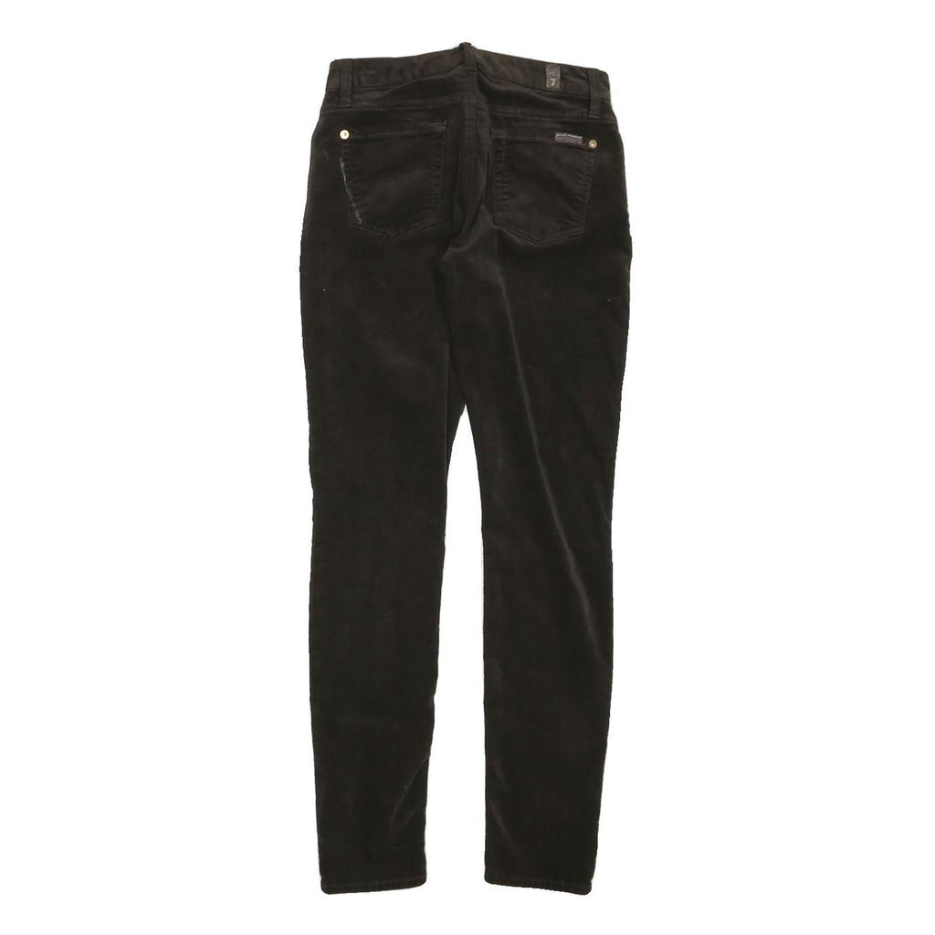 7 FOR ALL MANKIND Womens Black Cotton Blend Regular Skinny Trousers W26 L29