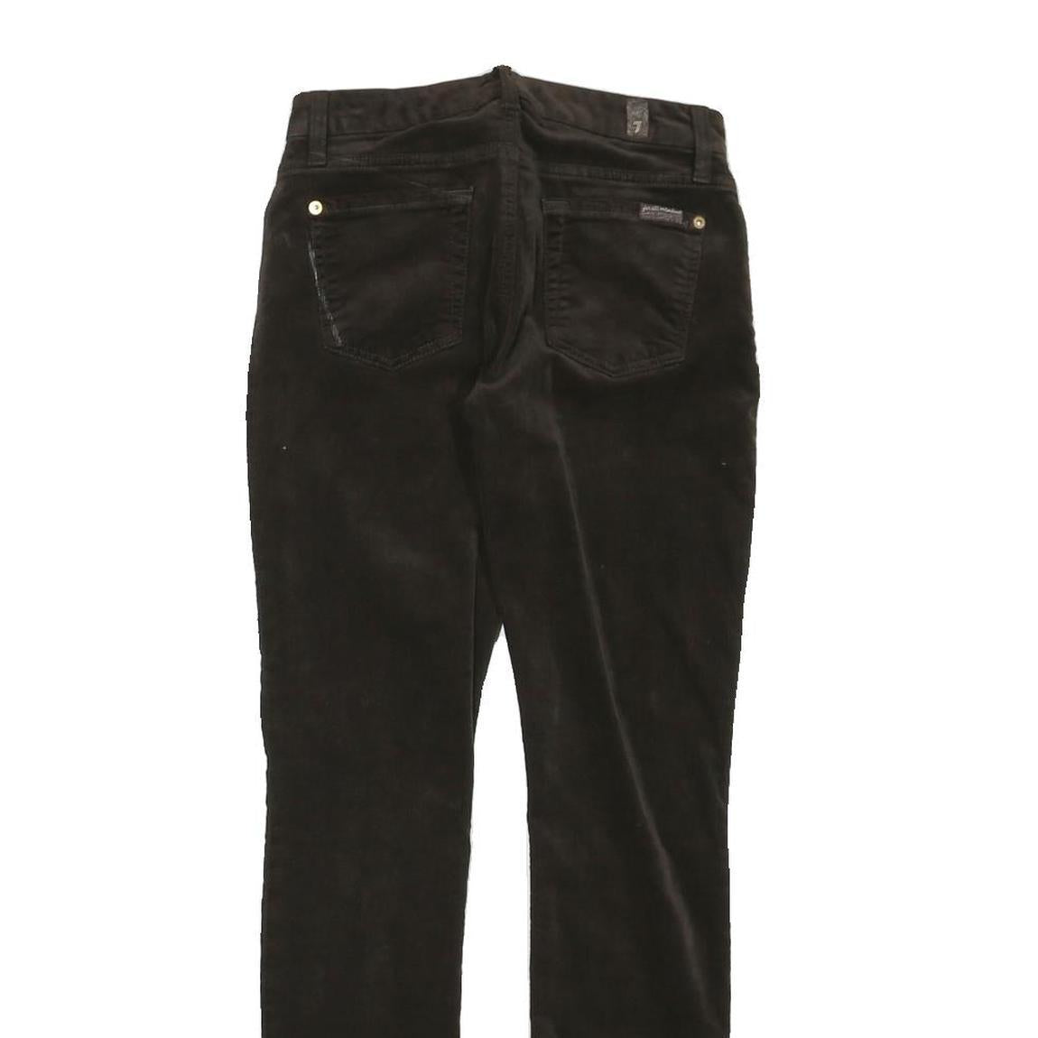 7 FOR ALL MANKIND Womens Black Cotton Blend Regular Skinny Trousers W26 L29