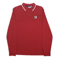 FILA Mens Red Long Sleeve Plain Polo Shirt M Classic Cotton Blend