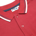 FILA Mens Red Long Sleeve Plain Polo Shirt M Classic Cotton Blend