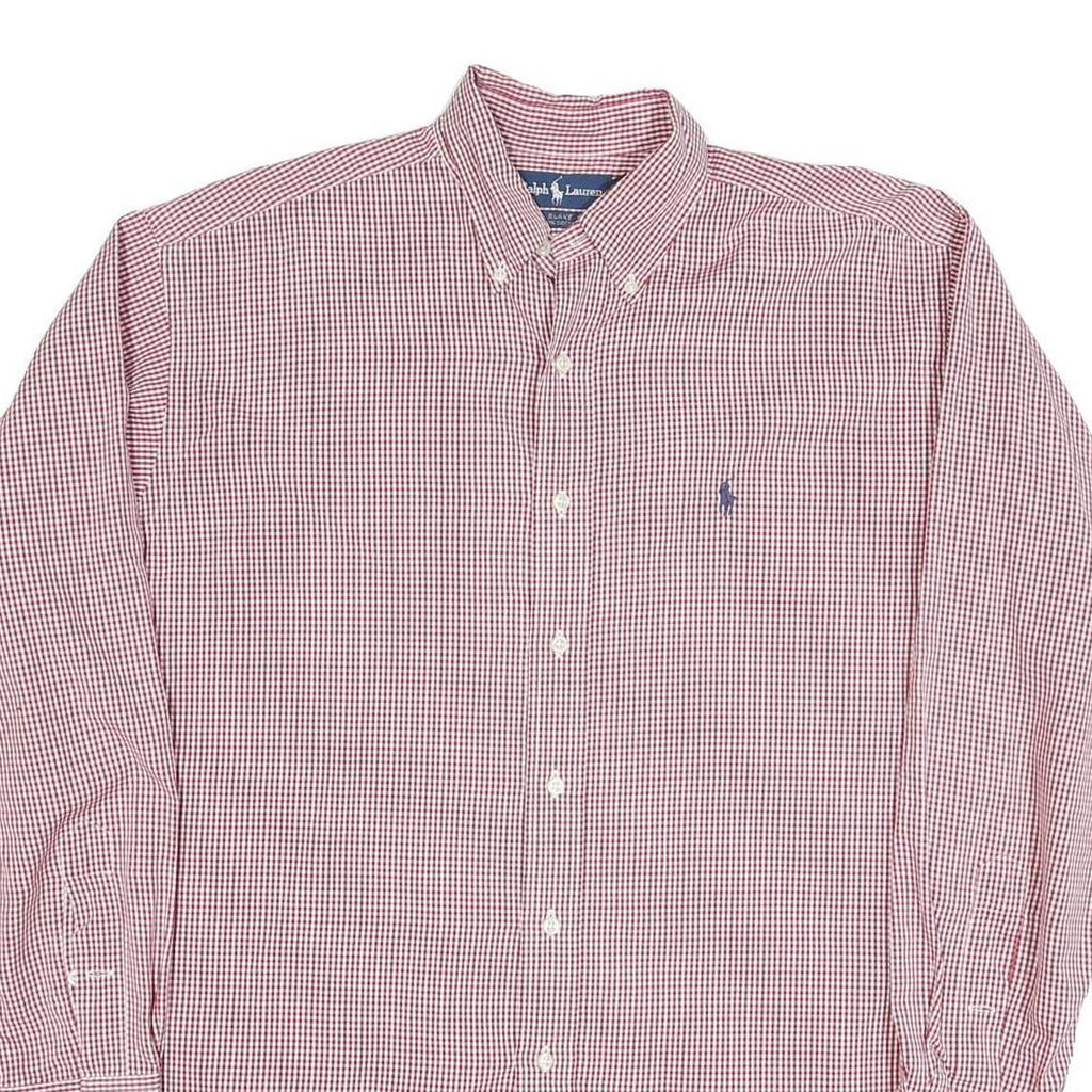 RALPH LAUREN Mens Red & White Check Shirt M Classic Cotton Blend Button-Down