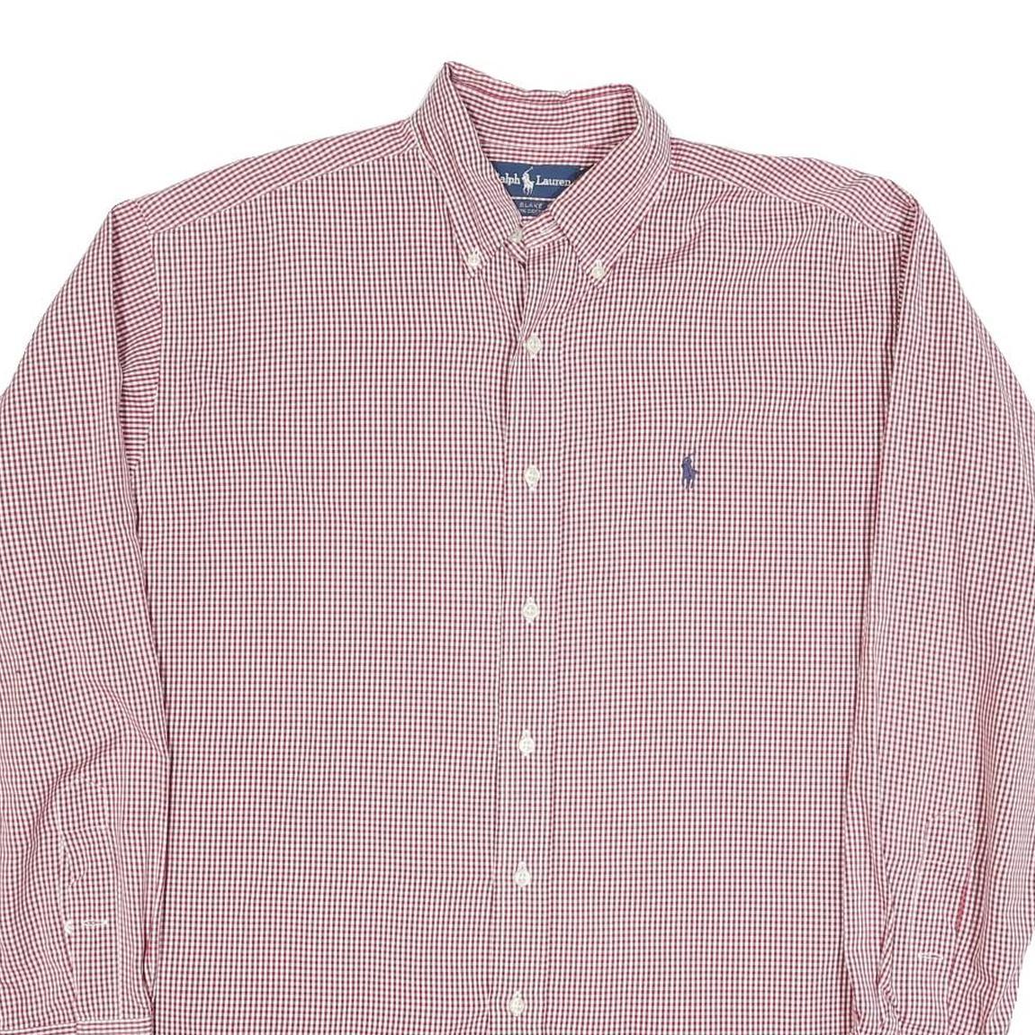 RALPH LAUREN Mens Red & White Check Shirt M Classic Cotton Blend Button-Down