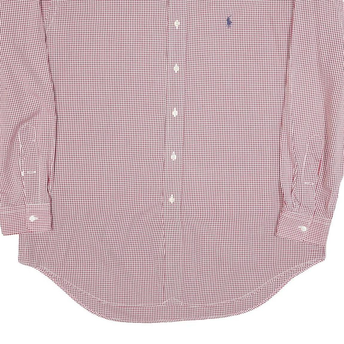 RALPH LAUREN Mens Red & White Check Shirt M Classic Cotton Blend Button-Down