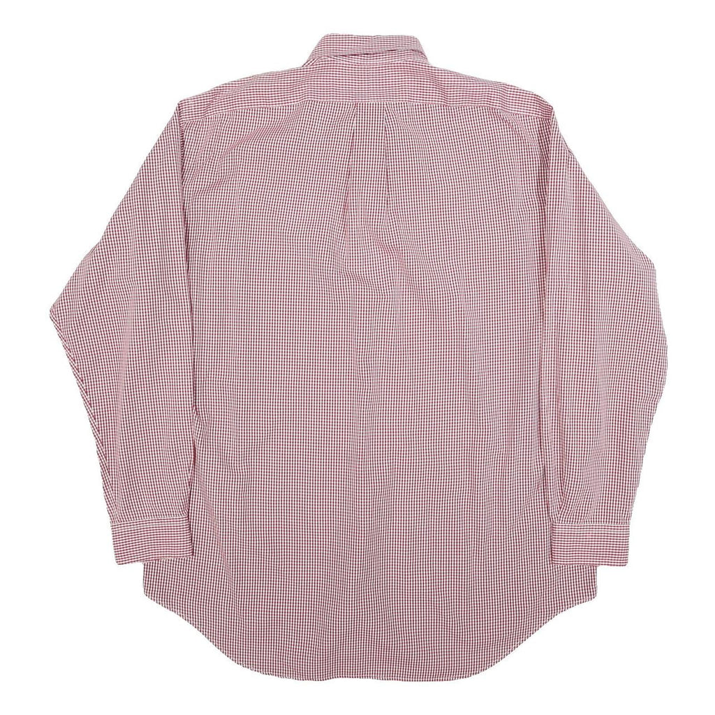 RALPH LAUREN Mens Red & White Check Shirt M Classic Cotton Blend Button-Down