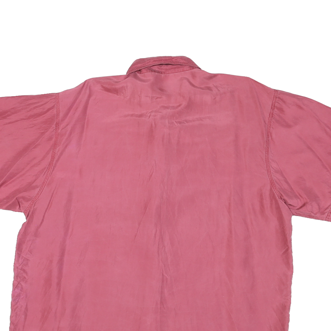 Womens Pink Silk Shirt XL Short Sleeve Button Collar Casual Relaxed Fit