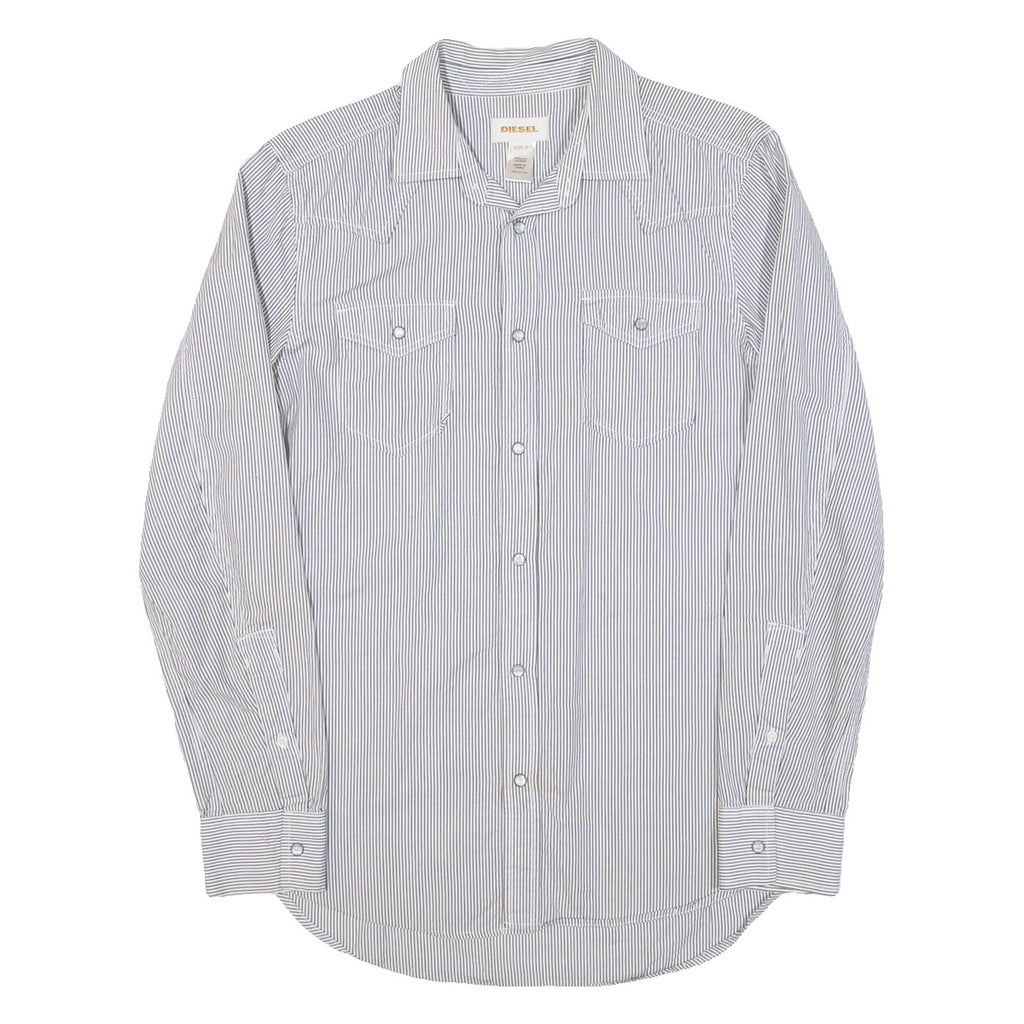DIESEL Mens Shirt Grey Striped Long Sleeve S