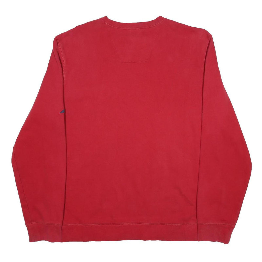 NAUTICA Mens Red Cotton Blend Crew Neck Sweatshirt L Classic Pullover