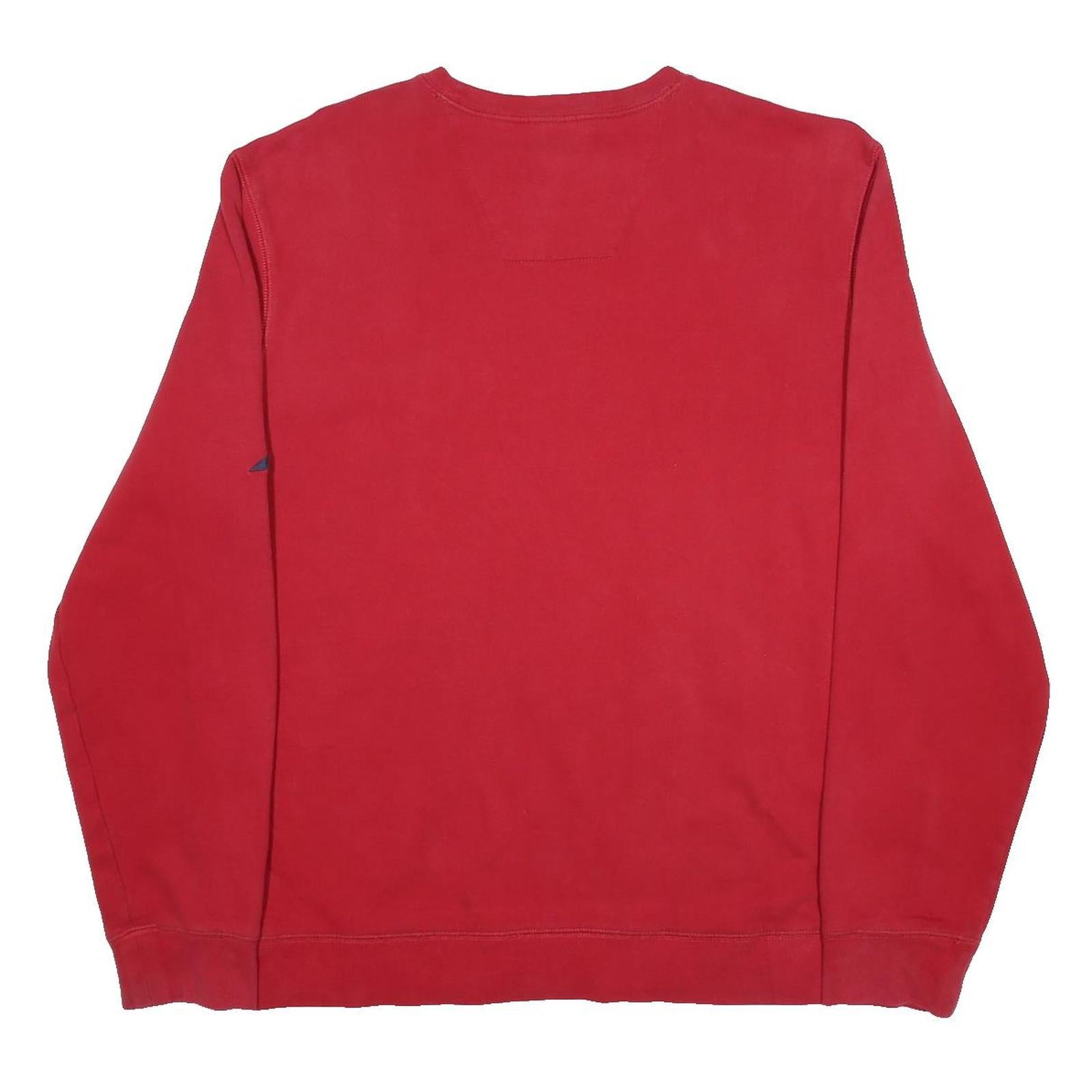 NAUTICA Mens Red Cotton Blend Crew Neck Sweatshirt L Classic Pullover