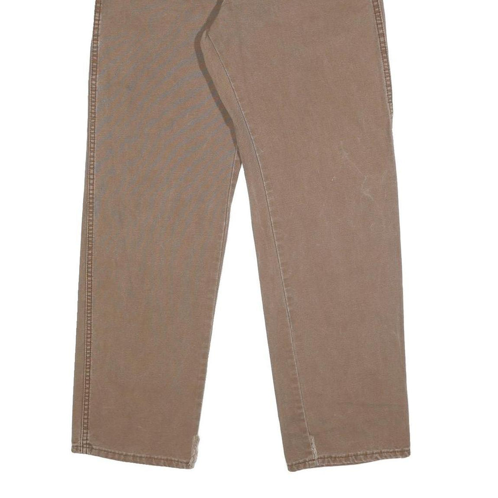 DICKIES Mens Cotton Brown Relaxed Straight Trousers W34 L32 Workwear Casual
