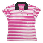 FILA Womens Pink & White Striped Short Sleeve Polo Shirt UK 10 Classic Casual