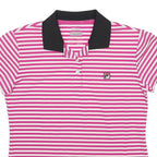 FILA Womens Pink & White Striped Short Sleeve Polo Shirt UK 10 Classic Casual
