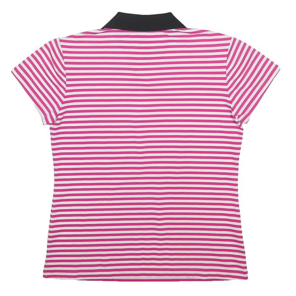 FILA Womens Pink & White Striped Short Sleeve Polo Shirt UK 10 Classic Casual