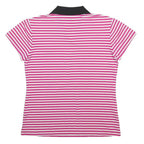 FILA Womens Pink & White Striped Short Sleeve Polo Shirt UK 10 Classic Casual