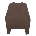 TOMMY HILFIGER Mens Brown Plain V-Neck Basic Knit S Cotton Jumper