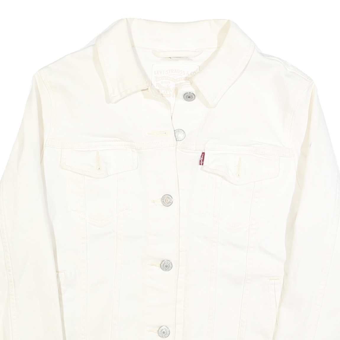 LEVI'S Womens White Cotton Jacket M Woven Button Closure Classic Fit Casual