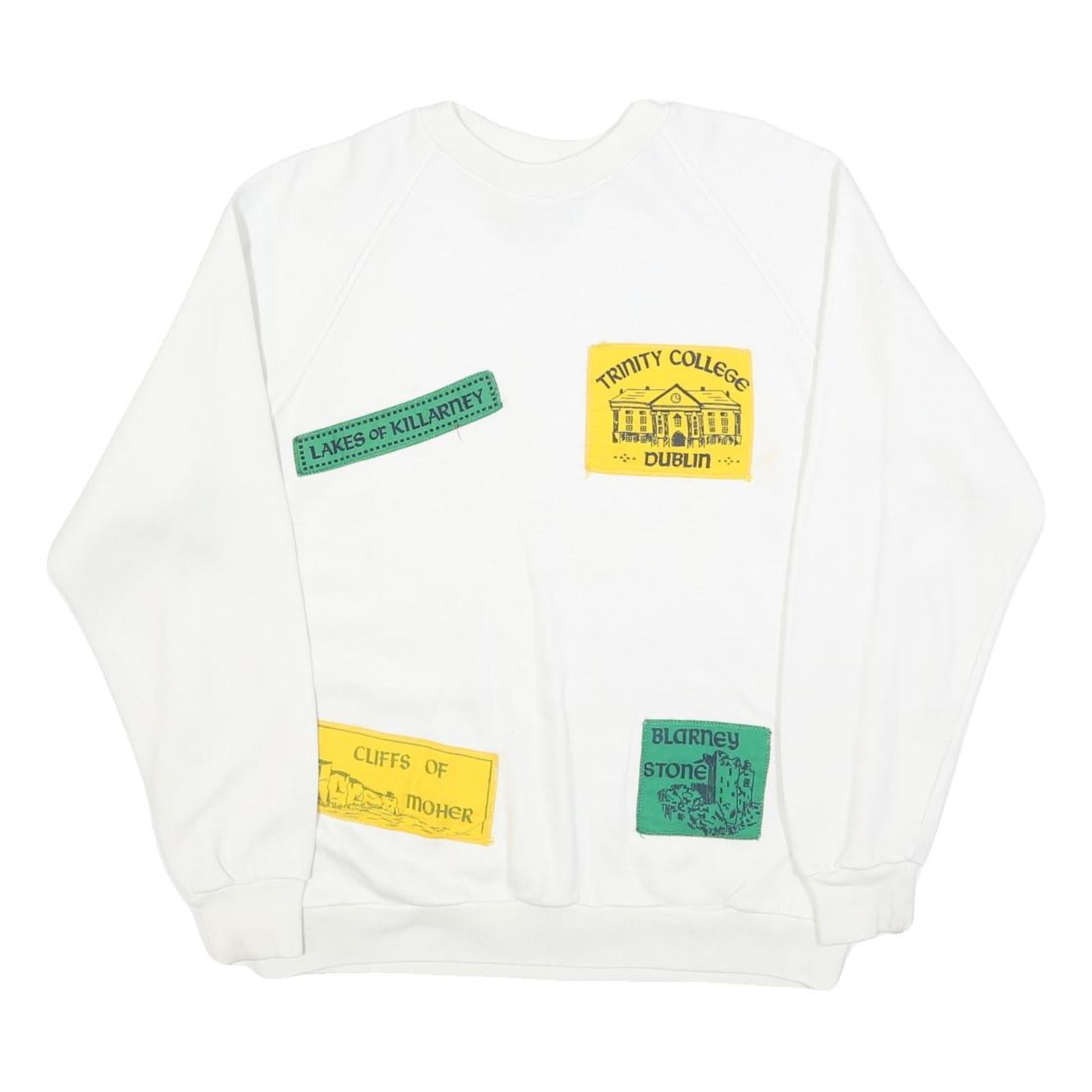CONNOLLY Womens White Sweatshirt L Cotton Blend Crew Neck Pullover Ireland