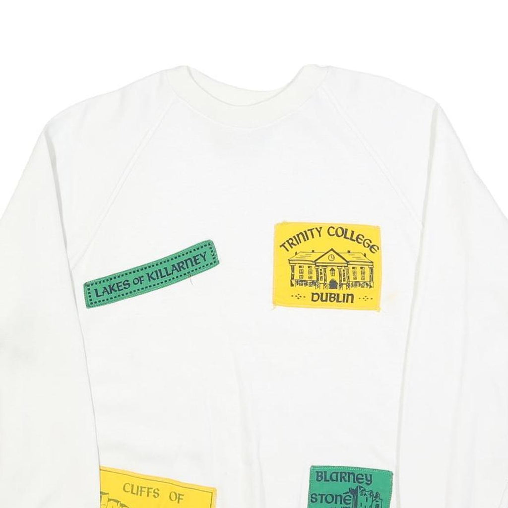 CONNOLLY Womens White Sweatshirt L Cotton Blend Crew Neck Pullover Ireland