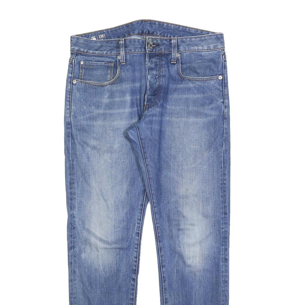 G-STAR Mens Slim Blue Denim Medium W32 L32 Cotton Blend Zip Jeans Casual Stylish