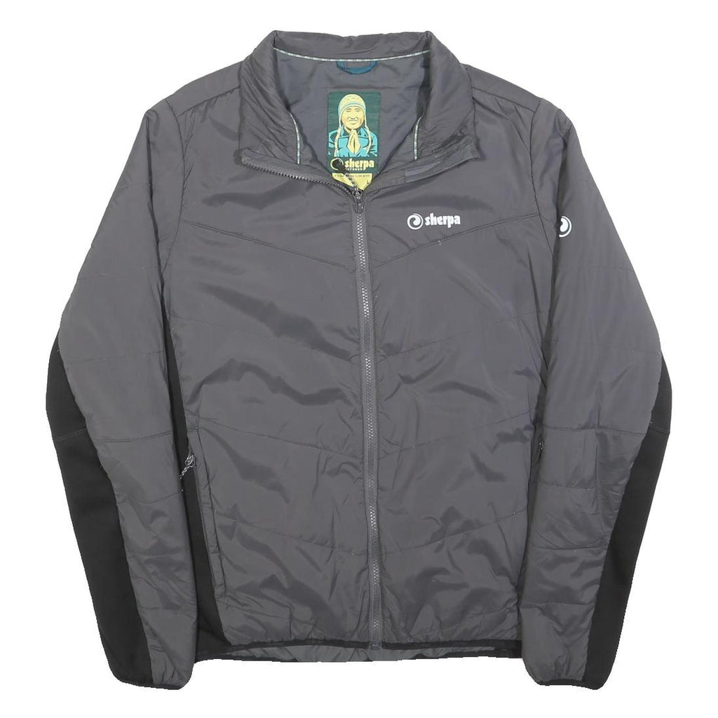 SHERPA Mens Grey Black Zip Jacket L Polyester Blend Outdoor Casual Insulated