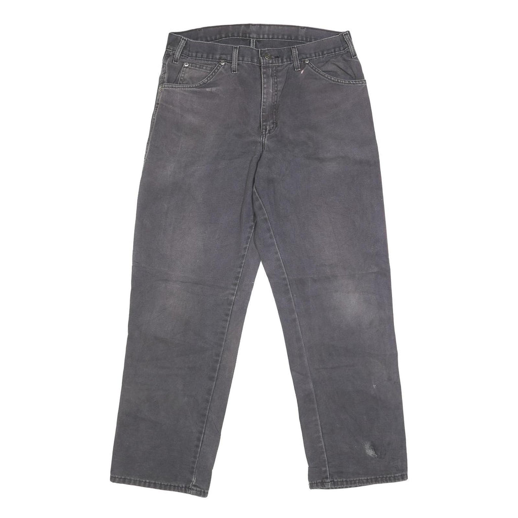 DICKIES Mens Regular Fit Grey Denim Jeans W34 L31 Workwear Straight Leg Zip