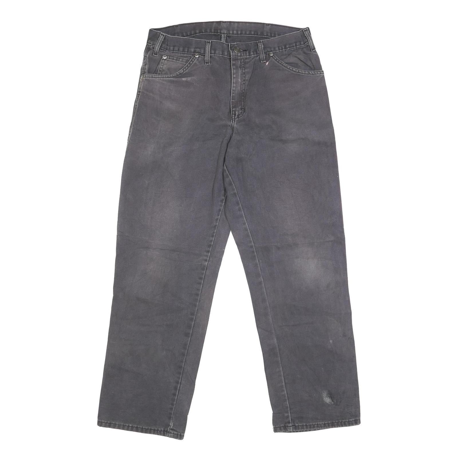 DICKIES Mens Regular Fit Grey Denim Jeans W34 L31 Workwear Straight Leg Zip