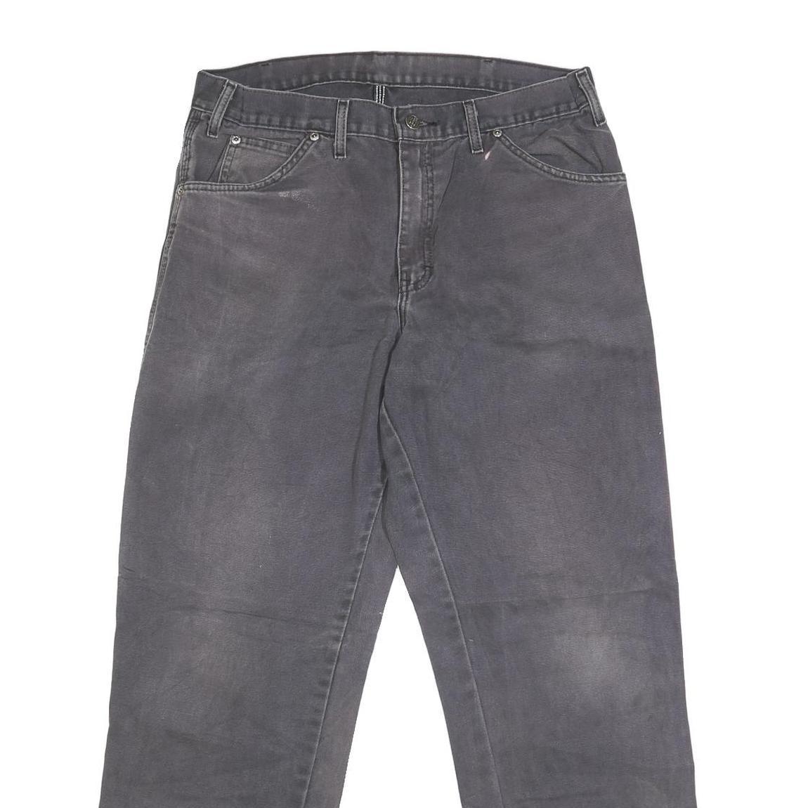 DICKIES Mens Regular Fit Grey Denim Jeans W34 L31 Workwear Straight Leg Zip