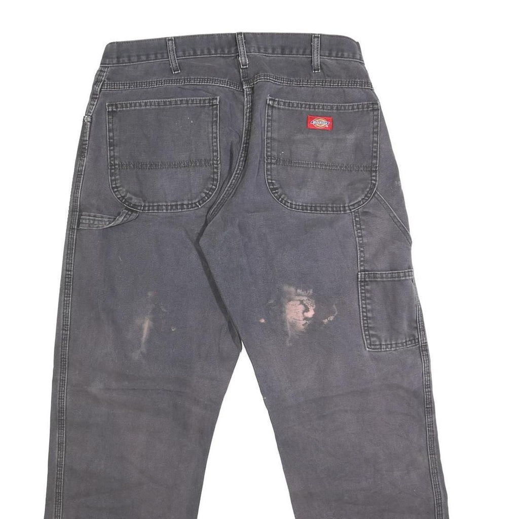 DICKIES Mens Regular Fit Grey Denim Jeans W34 L31 Workwear Straight Leg Zip