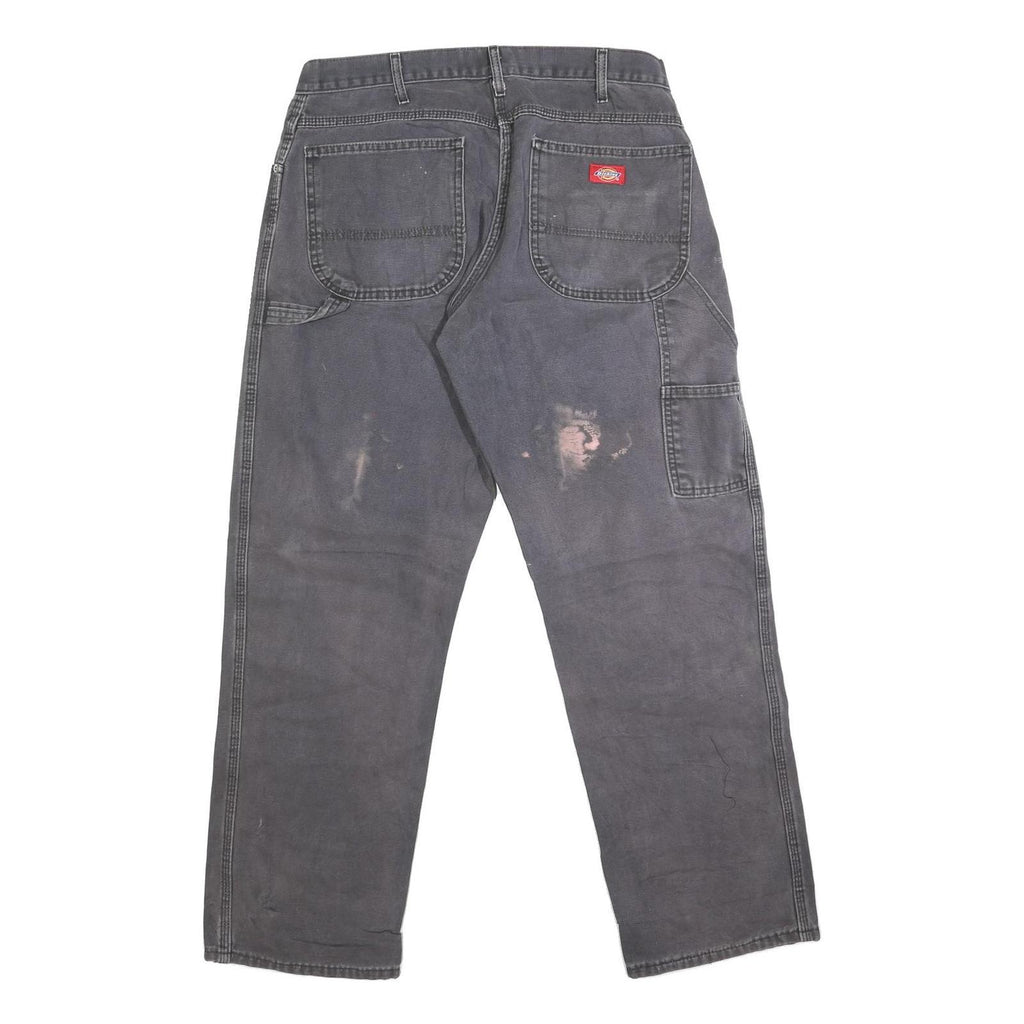 DICKIES Mens Regular Fit Grey Denim Jeans W34 L31 Workwear Straight Leg Zip