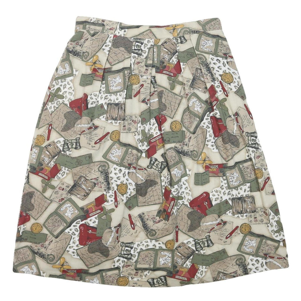 ALFRED DUNNER Womens Beige Printed Cotton Blend Pleated Knee Length Skirt 2XL