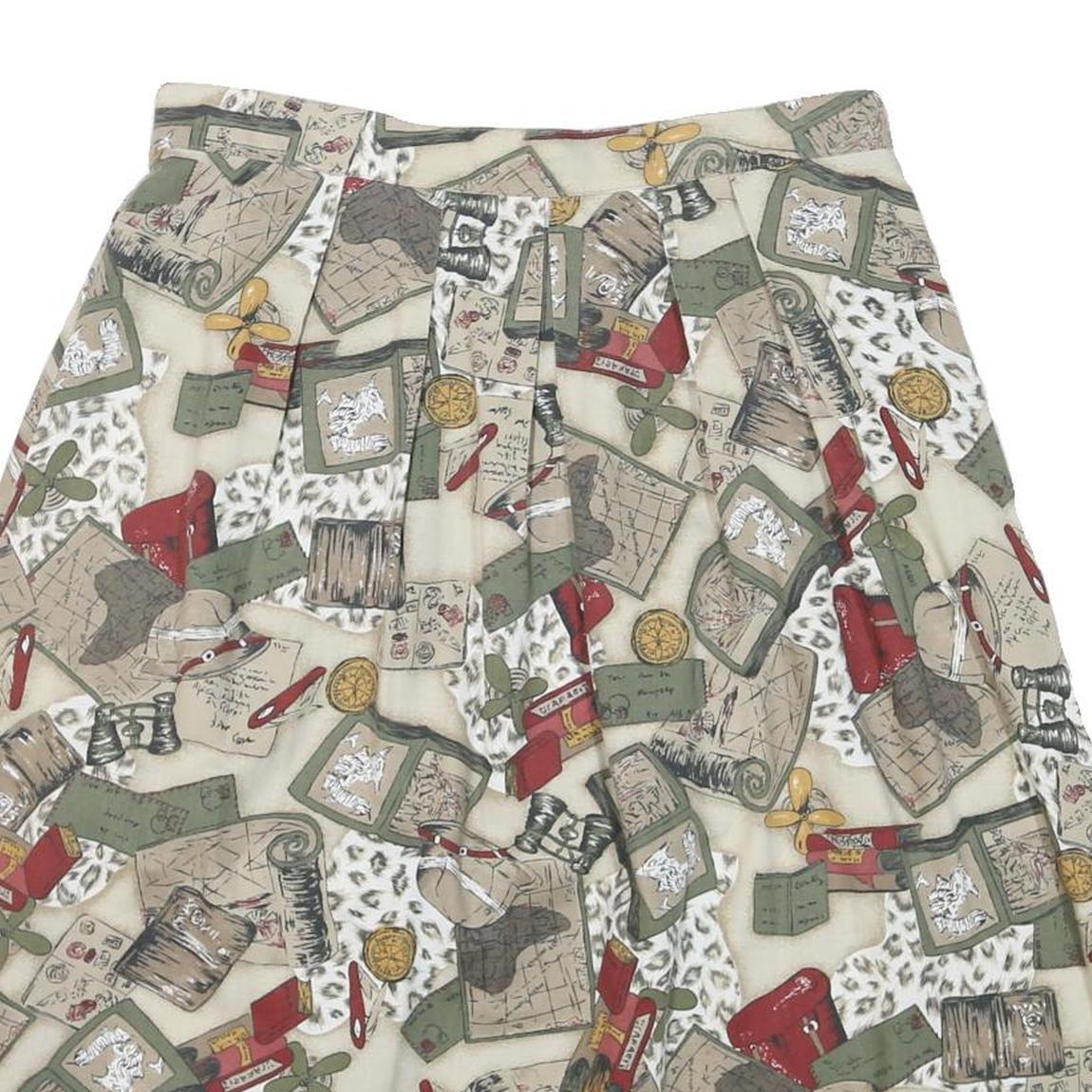 ALFRED DUNNER Womens Beige Printed Cotton Blend Pleated Knee Length Skirt 2XL