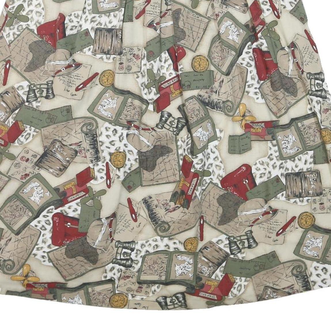 ALFRED DUNNER Womens Beige Printed Cotton Blend Pleated Knee Length Skirt 2XL